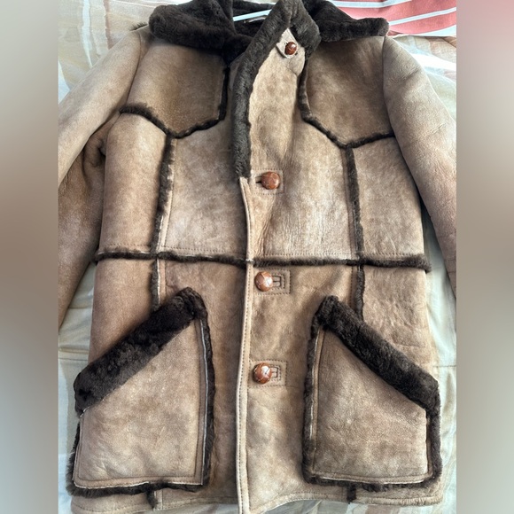 Matterhorn Napa CA 70s VTG Real Shearling Fur Mens Western Sheepskin Barn Coat - Picture 3 of 16